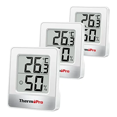 Immagine di ThermoPro TP49 3 Piccolo Igrometro Digitale Termometro Interno Dell&#039;atmosfera Monitor di Temperatura e Umidometro per il Comfort Home Office Rettile, Pezzi