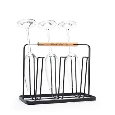 Immagine di simplywire Scolabicchieri Scolabottiglie Organizer per sgocciolatoio Acciaio verniciato a polvere nera