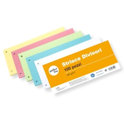 Immagine di perfect line 100 Strisce divisori raccoglitori ad anelli A4, classificatori per documenti ufficio in cartone riciclato, Segna pagina Made Germany, 5 colori, forati