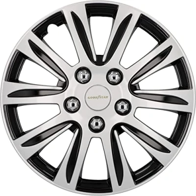 Immagine di GOODYEAR 10627 Copricerchi per Auto Laredo, Set da 4 Pezzi, 38,10 cm, Colore: Nero/Argento