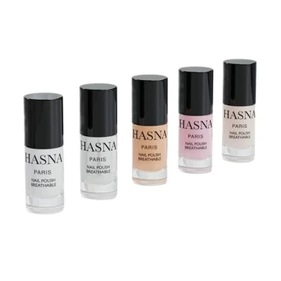 Immagine di HASNA PARIS Smalto per unghie Halal Collezione Privé EcoRespondibile, brillantezza e lunga tenuta, facile da applicare, confezione 5 x 6 ml (NUDO)