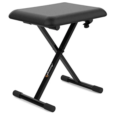 Immagine di Audibax KB100B Sgabello per Pianoforte o Tastiera Panca Pieghevole Resistente Altezza Regolabile da 43 a 48 cm Imbottito Piedini in Gomma Antiscivolo