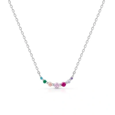 Immagine di Amberta Lumini Collana in Argento Sterling 925 per Donna con Zirconi Colorati: Barra Curva Colorata