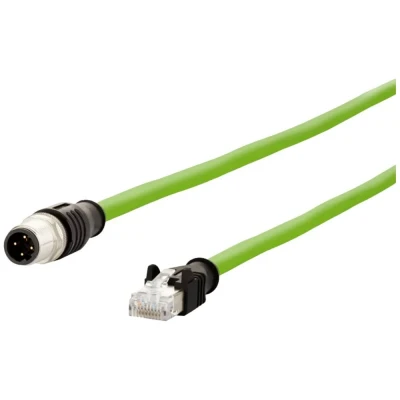 Immagine di Metz Connect 142M4D15010 M12 cavo di rete, patch CAT 5e S/UTP 1.00 m Verde guaina in PUR, resistente agli acidi, allozono, ai raggi