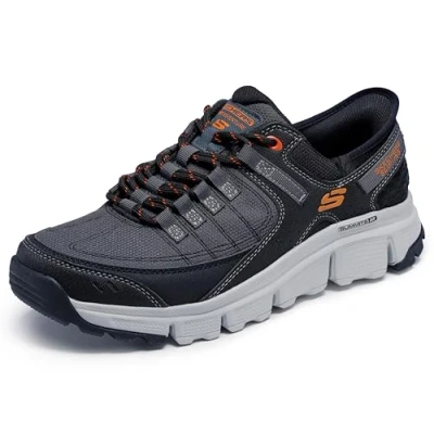 Immagine di Skechers Vertici A, Sneaker Uomo, Grigio Sintetico Mesh Orange Trim, 41.5 EU