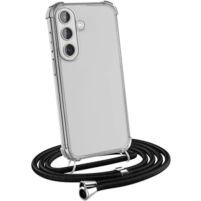 Immagine di MyGadget Cover per Samsung Galaxy S24 Custodia con Corda Case Trasparente Antiurto Laccio Tracolla Practical Stylish Nero