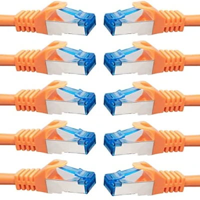 Immagine di BIGtec cavo Ethernet 10 pezzi 1m CAT 7 LAN RJ45 internet gigabit CAT7 di rete arancione cable Alta Velocità patch