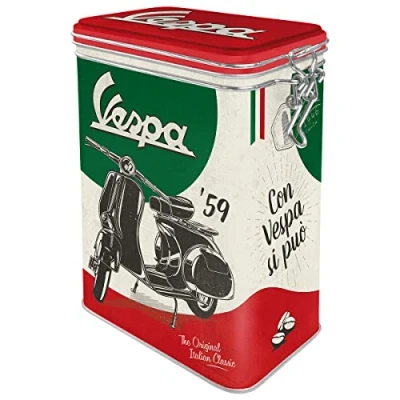 Immagine di Nostalgic Art Contenitori da caffè retrò Vespa Italian Idea Regalo per Amanti degli Scooter, con Coperchio Salva Aroma, Design Vintage, 1,3 l