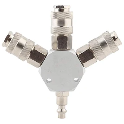 Immagine di Connettore Pneumatico, Raccordo Aria Rapida Adattatore Rapido a 3 Vie per Tubo con Filettatura 1/4 &#039;&#039; F NPT