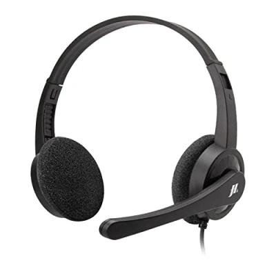Immagine di Music Hero Cuffie Workmate a filo regolabili con microfono orientabile, cavo jack 3,5mm per smartphone, pc, tablet, adatti smart working, call center, dirette streaming, didattica distanza, Nero