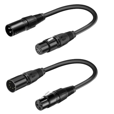 Immagine di SiYear Cavo audio da XLR maschio a 3 pin femmina 5 e pin, per microfono, DMX, luci palcoscenico, ecc. (1 set/2 pezzi