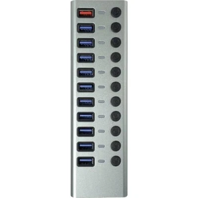 Immagine di Maxtrack CH12L #####11 Port Hub USB 3.0 Commutabile singolarmente Grigio Argento