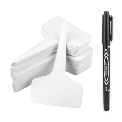 Immagine di KINGLAKE 300 Pezzi Etichette per Piante in plastica Tipo T, di Bianche, vivai da Giardino 6x10CM