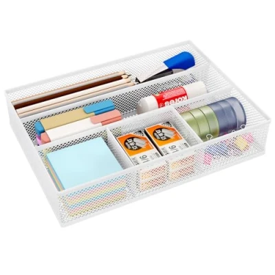 Immagine di EasyPAG Portapenne in rete, per scrivania, accessori da cancelleria e colore: Bianco