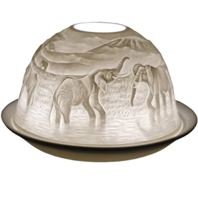 Immagine di Cello portacandele in porcellana a cupola, design elefante, un forma di elefante che proietta un&#039;immagine 3D. Riempitivi per calze da donna. Ornamento Usa lumini o LED