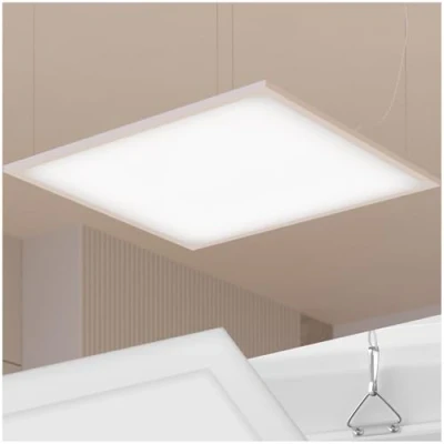 Immagine di TecTake® Pannello LED Lucerna con sistema da soffitto Ultra sottile, bianco caldo 300 k, risparmio energetico, [classe energetica A] (62 x 62 cm)