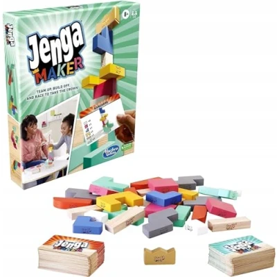 Immagine di Monopoly Jenga Maker, Wooden Blocks, Stacking Tower Game, Game for Kids Ages 8 and Up, 2 6 Players, Multicolor