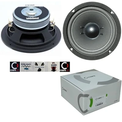 Immagine di 1 CIARE CS160 subwoofer da 40 + watt rms e 120 max 6,5&quot; 16,50 cm 165 mm dvc doppia bobina 4 ohm ottimo porte portiere auto, pezzo 5 adesivi omaggio