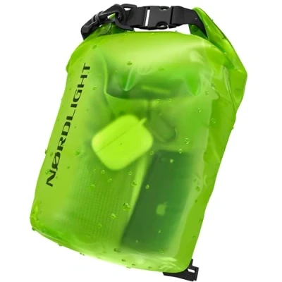 Immagine di Dry Bag E Borsa Impermeabile (5L, Verde) Con Chiusura A Rullo Tracolla Per Nuoto, Spiaggia, Canoa, Stand Up Paddling, Immersioni