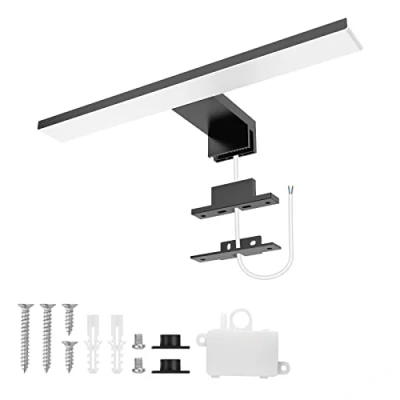 Immagine di Aourow Lampada Specchio Bagno 5W,300mm 500lm Luce LED,Bianco Freddo 6500K e Resistente all&#039;acqua IP44 Luci CLASSE II per Armadietto a Specchio(Nero)