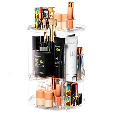 Immagine di Newaner Organizzatore per Trucco,Porta Trucchi Rotante 360,Contenitori cosmetici Organizer Multifunzione,per toeletta bagno camera da letto in plastica trasparente