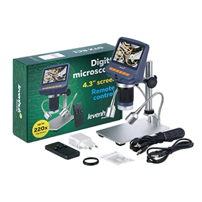 Immagine di Levenhuk DTX RC1 Microscopio Digitale Portatile, con Telecomando, Ingrandimento 3x220x e Schermo LCD da 4.3&quot;