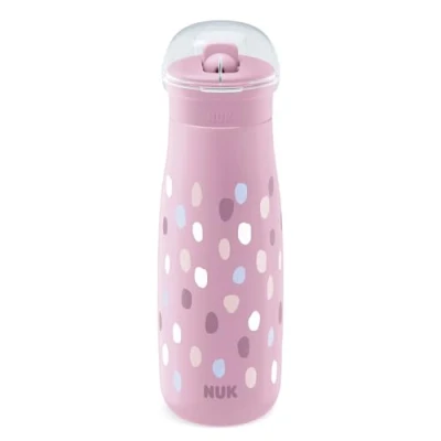 Immagine di NUK Mini Me Flip Tazza per bambini con cannuccia 12+ mesi 450 ml Borraccia Beccuccio temperato antigoccia Infrangibile Pink Paint Dabs