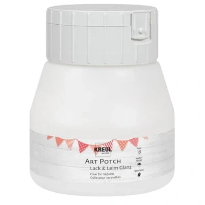Immagine di Kreul 48252 Art Potch Decoupage Colla e Vernice Seta Opaca, 250 ml, a Base d&#039;Acqua, asciuga Rapidamente Trasparente, Plastica Legno, Multicolor, unità