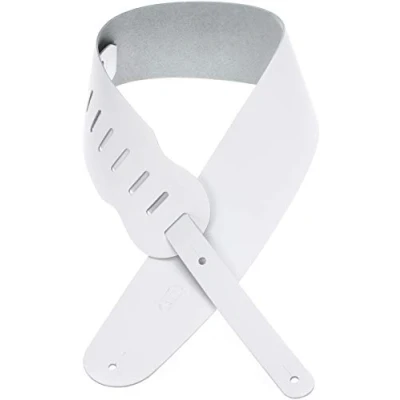 Immagine di LEVY&#039;S, M4 WHT Tracolla in Pelle Pieno Riore White 3 1/2&quot;, per Chitarra/Basso, Regolabile fino a 52&quot; (132 cm), Colore