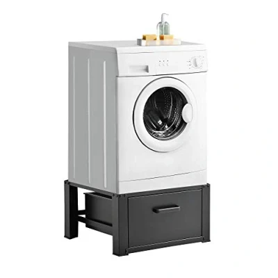 Immagine di [en.casa] Base Supporto per Lavatrice Rialzamento Basamento Asciugatrice 63x54x31 cm carico Max.150kg con Cassetto Nero