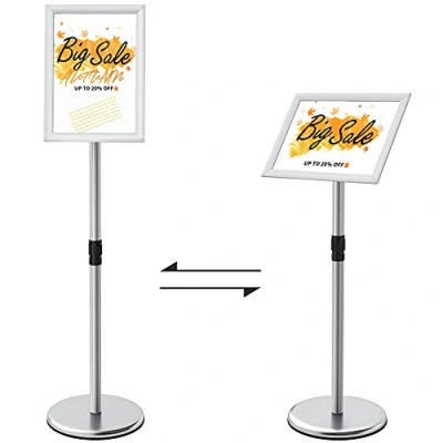 Immagine di ALLESCOSY® Supporto per informazioni, in acciaio inox, regolabile altezza, DIN A3, 420 x 297 mm, colore argento, A3
