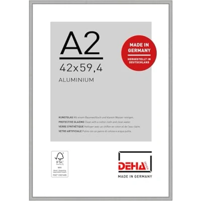 Immagine di DEHA Design cornice in alluminio Boston, 42x59,4 cm (A2), Argento opaco