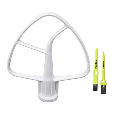 Immagine di Italdos Frusta Piatta K45B compatibile per KitchenAid K45 KSM75 KSM90 KSM103 KSM110 KSM150 KSM151 KSM152 KN15E1X in Alluminio Impastatrice con 2 Spazzolini Multiuso (misura 4.5QT / da 4.3 L)