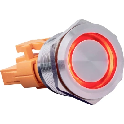 Immagine di Joy it BUTTON22B L RD Interruttore A pressione 250 V/AC 7 1 x On / (Off) Permanente Rosso (Ø A) 25 mm 40.40 IP67, IK10 pz.