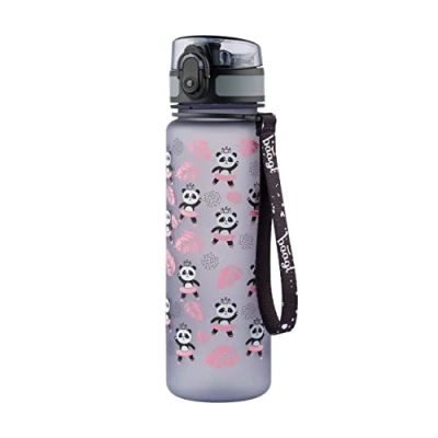 Immagine di Baagl Borraccia in Tritan, a prova di perdite, con coperchio ribaltabile, da 500 ml, riutilizzabile, scala, per uso quotidiano cinghia, bambini, scuola, sport