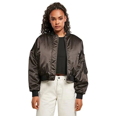 Immagine di Urban Classics Ladies Short Oversized Satin Bomber Jacket Giubbotto Bomber, Donna, Taglia: Medium, Black