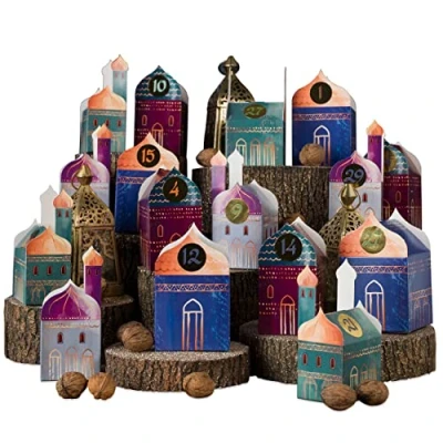 Immagine di Papierdrachen calendario di Ramadan fai da te per il riempimento set case 30 scatole colorate pieghevoli allestire e decorare villaggio Eid Mubarak riutilizzabile 1