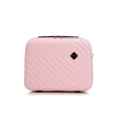Immagine di WITTCHEN Cube line Borsa da toilette Valigia cosmetica in ABS con Goffratura Geometrica Tracolla regolabile e staccabile Taglia XS Rosa chiaro