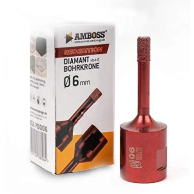 Immagine di Incudine RED Edition M14 Corona diamantata per smerigliatrice angolare in gres porcellanato, piastrelle dure, granito/corona di perforazione a secco ideale (Ø 6 mm)