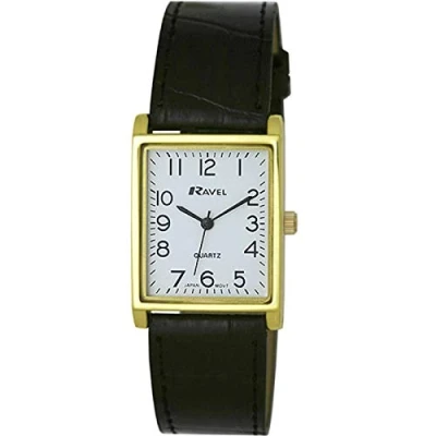 Immagine di Ravel Orologio rettangolare tradizionale unisex con quadrante numerico trasparente color oro/nero