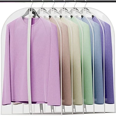 Immagine di Hangerworld 12 Porta Abiti Impermeabili, Trasparenti con Zip e Finiture di Colore Bianco (Lunghezza 100 cm)