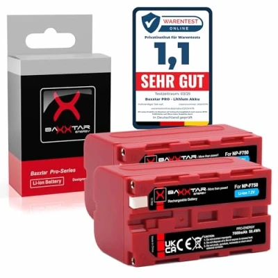 Immagine di Baxxtar Pro NP F750 batteria 2x 7000 mAh (50.4 Wh) LG Cells Inside compatibile con Sony F970 F960 F570 F550 ecc.