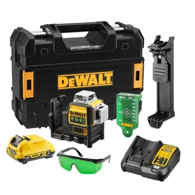 Immagine di DeWalt, DᴇWalt, DCE089D1G, QW Laser 3 Linee 360 XR Litio 10,8V, 2,0Ah, Giallo/Nero, Raggio Verde