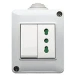 Immagine di Vimar 0T14802.DBP Plana Contenitore IP40 + Deviatore 16 AX 250 V , illuminabile Bpresa SICURY 2P+T a standard italiano tipo P17/11, installazione parete, bianco