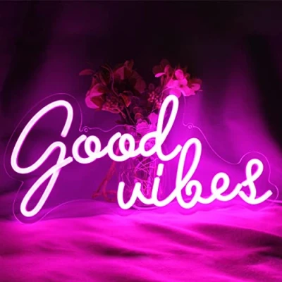 Immagine di DAKABUKA Good Vibes,Luci notturne a LED per decorazione da parete, 5 V, alimentate tramite USB, con interruttore dimmerabile, camera letto, feste, hotel, ricreativa (40.6x19.1 cm)