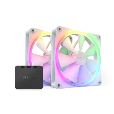 Immagine di NZXT F140 RGB Fans RF R14DF W1 Personalizzazione avanzata dell&#039;illuminazione Raffreddamento silenzioso Doppia (ventola e controller INCLUSI) Ventola da 140 mm Bianco
