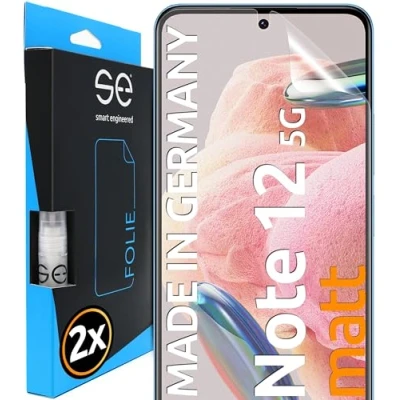 Immagine di smart engineered S.E per Xiaomi Redmi Note 12 5G pellicola protettiva antiriflesso 2 pellicole in set tedesco opaca, senza polvere e bolle,