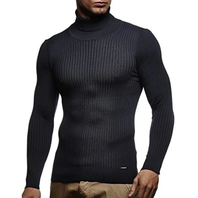Immagine di Leif Nelson Dolcevita Maglione Uomo Felpa a Maglia LN 1670 Blu X Large