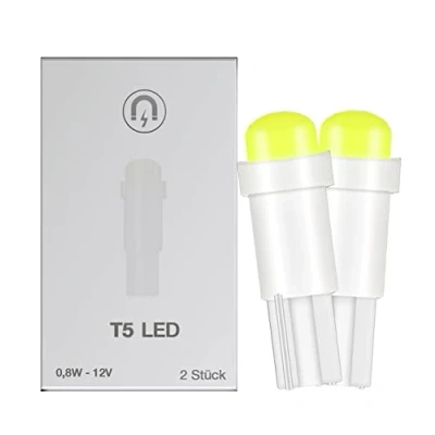 Immagine di Magnet Set di 2 lampadine ricambio T5 a cupola LED qualità COD SMD per auto, barca, cruscotto, tachimetro, interno
