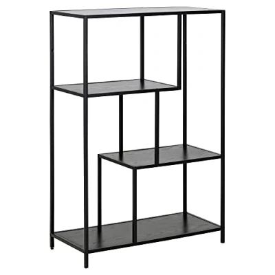 Immagine di AC Design Furniture Jörn Libreria asimmetrica con 3 ripiani, altezza 114 x larghezza 77 profondità 35 cm, nero frassino/nero, legno/metallo